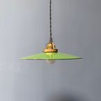 Groen Emaille Hanglamp Met Messing Armatuur thumbnail 3