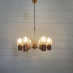 Vintage Sputnik Lamp , 6 Messing Armen En Glazen Kappen. thumbnail 3