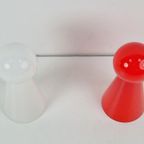 Set Vintage Wit & Rood Kegel Tafellamp Glass Pin Table Light thumbnail 5