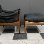 Kristian Vedel Rosewood & Leather ‘Modus’ Lounge Chair For Søren Willadsen Incl Ottoman thumbnail 5
