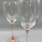 Vintage Luminarc Wijnglazen Roze Voet 2 Stuks thumbnail 5