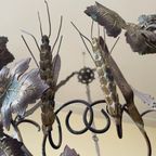 Antieke Kaarsen Oogstlamp Kerklamp Kaarsenkroon Met Druiven En Koornaren Messing Frans thumbnail 3