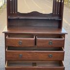 Engelse Art Deco Kaptafel Hout Met Spiegel Engels thumbnail 3
