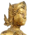 Antieke Thaise Bronzen Vergulde Boeddha Nang Kwak Rattanakosin thumbnail 8