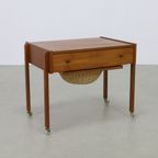 Sewing Table/Side Table With Rattan Basket, 1960S thumbnail 2