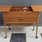 Teak Sewing Box Table Danish 1960S thumbnail 5