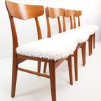 4 Vintage Deense Farstrup Stoelen Nieuw Gestoffeerd Pluche thumbnail 5