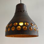 Vintage Amber Glas & Koper Hanglamp, Caged Glass thumbnail 4