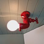 Wandlamp Met Kraan In Rood Keramiek, Jaren 70 thumbnail 5