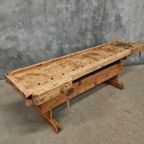 Antieke Werkbank Sidetable Keukeneiland 19E Eeuws 250 Cm thumbnail 3