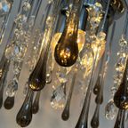 Xxl Grote Murano Kroonluchter Hanglamp Taupe Chrome Frame thumbnail 4