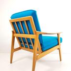 2 Fauteuils Blauwe Wollen Ploegstof | Wol Blauw thumbnail 7