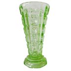 Art Deco Uranium Vaasje In Annagroen Persglas thumbnail 2