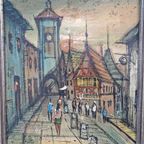 Vintage Rothenburg Ob Der Tauber Schilderij Han '60 Germany thumbnail 7