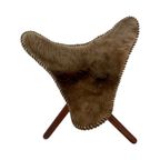 Hunting Chair - Foldable Tripod Stool - Wood And Leather Upholstery With Fur thumbnail 7