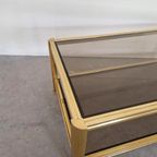 Hollywood Regency Salontafel Goud Gerookt Glas thumbnail 6
