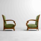 Art Deco Lounge Fauteuils Met Prachtig Gebogen Armleuningen En Voetbankjes, 1930S thumbnail 4