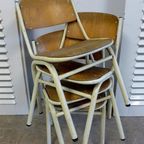 Prachtige Set Van 4 Industriele Retro School Kinder Stoelen thumbnail 6