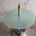 Sculptural Modern Side Table And Magazine Rack With Glass Top thumbnail 5