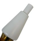 Atomic Age / Mid Century Modern - Tripod Lamp With White Satin Glass Shade On Brass Feet thumbnail 9