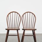Set Van 8 Vintage Houten Windsor Spijlen Stoelen In Engelse Stijl Uit De Jaren ’70 thumbnail 3
