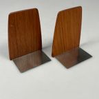 Vintage Set Teakhouten Boekensteunen, Mid Century, Kai Kristiansen thumbnail 11