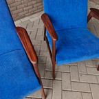 Set Vintage Deense Fauteuils Jaren 60 Ribstof Blauwe Stoelen thumbnail 7