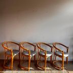 4 Rotan Bamboe Eetkamer Stoelen Mid Century Vintage thumbnail 5