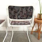 Vintage Witte Eetkamer Buisframe Stoelen Met Leuke Print thumbnail 11