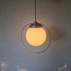 Art Deco Opaline Hanglamp Aluminum Frans thumbnail 6