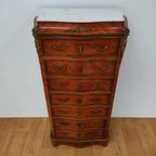 Antiek Franse Secretaire Wandkast Ladekast Met Marmer Blad thumbnail 2