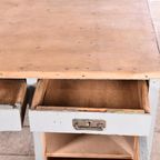 Vintage Bureau Hout | Oud Bureau | Houten Bureau Grijs thumbnail 5