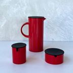 Stelton Karaf Suikerpot Melkkan Erik Magnussen Vintage Rood thumbnail 2