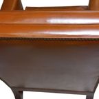 Cognac Kleurige Lederen Armzetel In Mahoniehout thumbnail 8