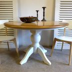 Prachtige Landelijke Ronde Eiken Eettafel 120 Cm thumbnail 5