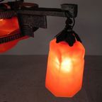 Art Deco Hanglamp Met Glazen Schaal En 3 Kelkjes, Jaren 30 thumbnail 24