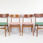 4 Vintage Deense Stoelen Farstrup Nieuw Gestoffeerd Roze thumbnail 5