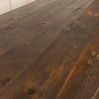 Franse Boeren Eettafel. L 210cm. Oud Grenen. 6-8 Persoons. thumbnail 2