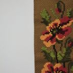 Bruin Geborduurd Wandkleed Roze & Gele Bloemen thumbnail 3