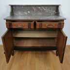 Vintage Frans Dressoir Commode, Ladekast Badkamermeubel Met Marmer Blad 112 thumbnail 6