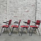 4 Vintage Eettafelstoelen Met Armleuningen thumbnail 5