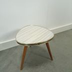 Vintage Bijzettafel Met Wit Grijs Gestreept Blad, Plantentafel Nr. 22 thumbnail 5