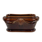 Art Deco - Brown Glazed Ceramic Flowerpot thumbnail 2