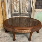 Vintage Jaren ‘50 Chinese Theetafel/ Salontafel Met Originele Glasplaat. thumbnail 4