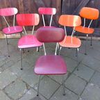 Prachtige Rode Bruine Witte Vintage Retro Formica Stoelen thumbnail 22