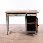 Vintage Bureau Hout | Oud Bureau | Houten Bureau Grijs thumbnail 4