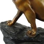 Art Deco Brullende Tijger Beeld Sculptuur Bronzen Patina Gips thumbnail 11