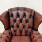 Vintage Chesterfield Stijl Fauteuil, Oorfauteuil 209 thumbnail 9