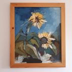 * Vintage Schilderij Zonnebloemen Olieverf Op Doek thumbnail 8