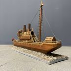 Groot Oud Volkskunst Stoom Schip thumbnail 12